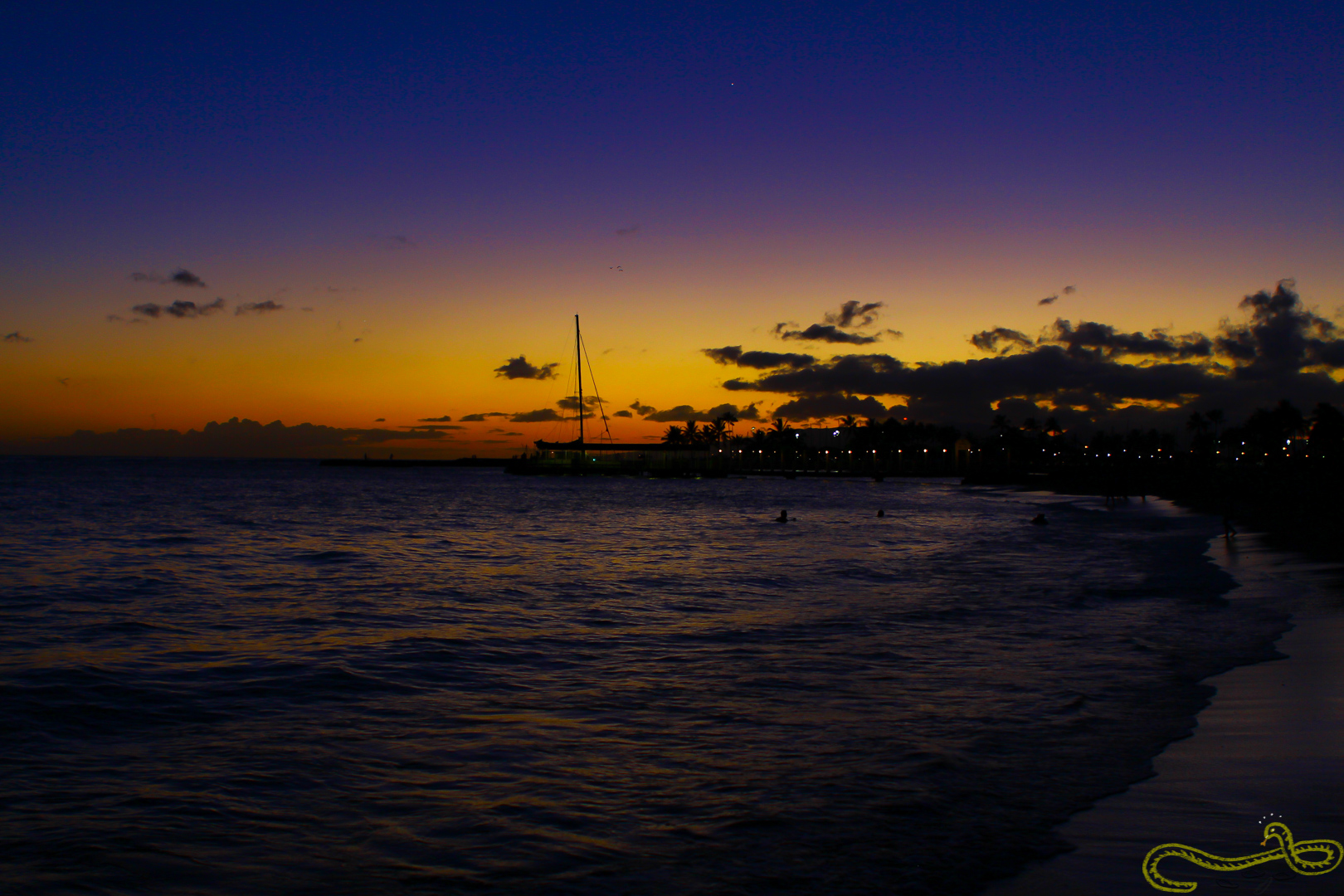 Waikiki beach Hawaii night